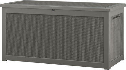 33 Gal Outdoor Storage Box Waterproof Lockable,Deck Box, Charcoal Black
