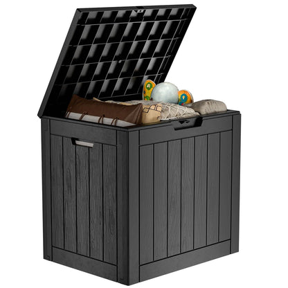 36 Gallon Outdoor Deck Box, Lockable Waterproof Outdoor Storage Boxes For Garden Tools,Indoor Cushions,Accessories Outside Storage Resin Weatherproof Container(Black)