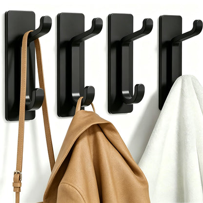 Self Adhesive Wall Hooks for Hanging: Extra Strong 13 LB, Hook for Coat, Towel in Bathrooms, Shower, Kitchen, Wall, Door Hook, Brushed Gold 4 Pack