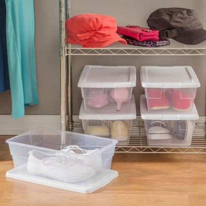 Sterilite Storage Boxes, Stackable Clear Plastic Bins, 6 Quart, 12-Pack