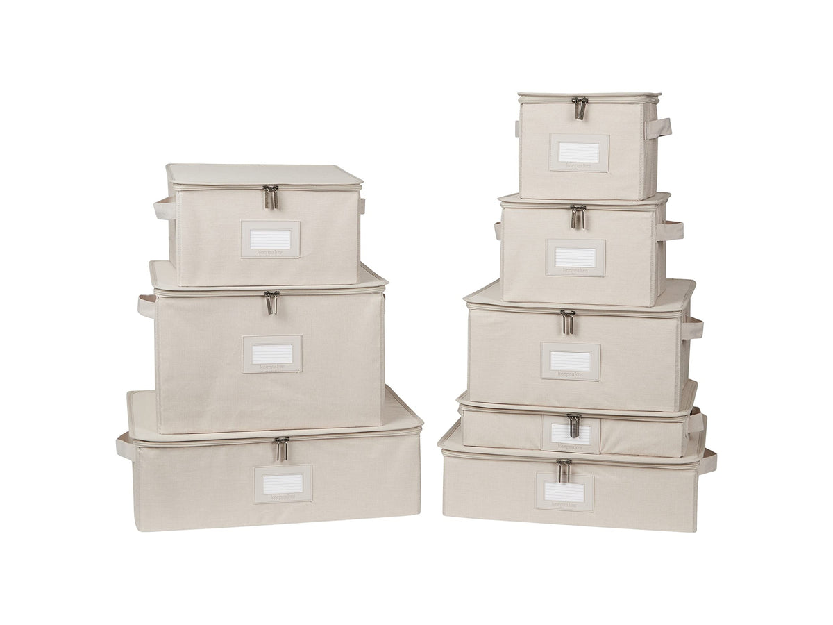 Covermates Dish Storage Box Set, 8"W x 8"D x 7"H, Red Heather