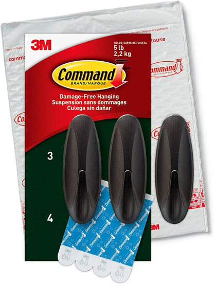 Command Outdoor Metallic Bronze Hooks, 3 Hooks, 4 Strips