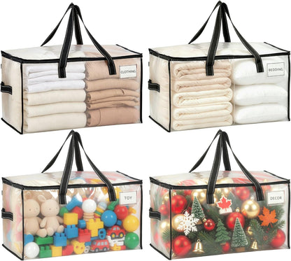 VENO Moving Bags, Storage Bags, Wide Open Top, Clear, 4 Pack