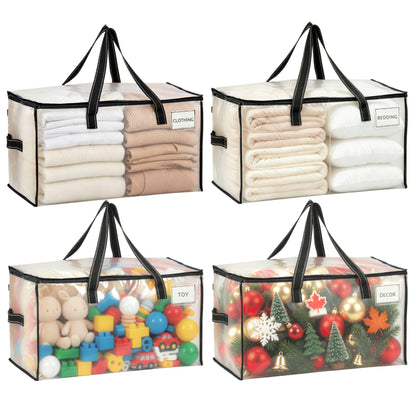 VENO Moving Bags, Storage Bags, Wide Open Top, Clear, 4 Pack