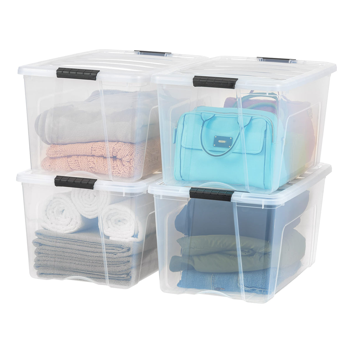 IRIS USA 4-Pack 72 Quart Storage Bins with Lids, Clear