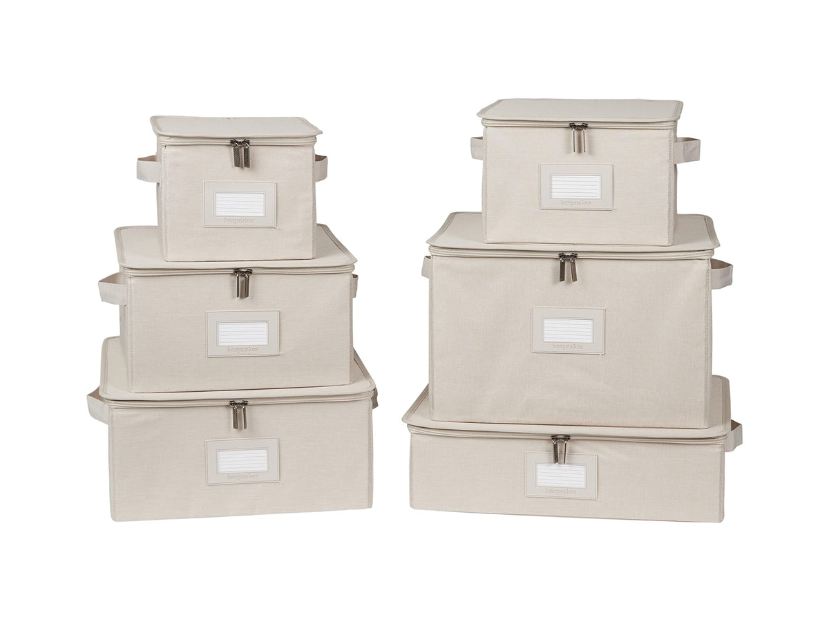 Covermates Dish Storage Box Set, 8"W x 8"D x 7"H, Red Heather