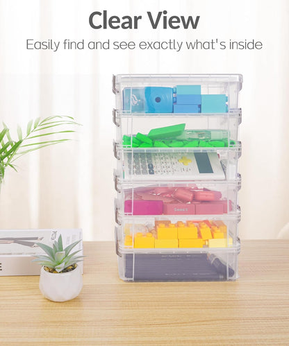Sooez 6 Pack Extra Large Pencil Box, Plastic Pencil Case Crayon Box