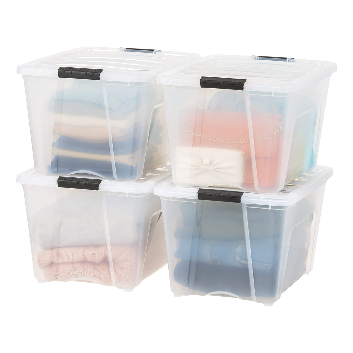 IRIS USA 4-Pack 72 Quart Storage Bins with Lids, Clear
