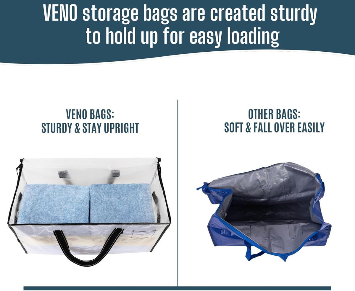 VENO Moving Bags, Storage Bags, Wide Open Top, Clear, 4 Pack