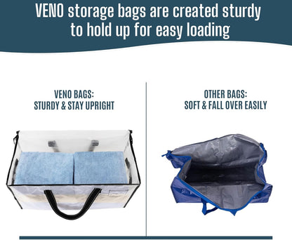 VENO Moving Bags, Storage Bags, Wide Open Top, Clear, 4 Pack