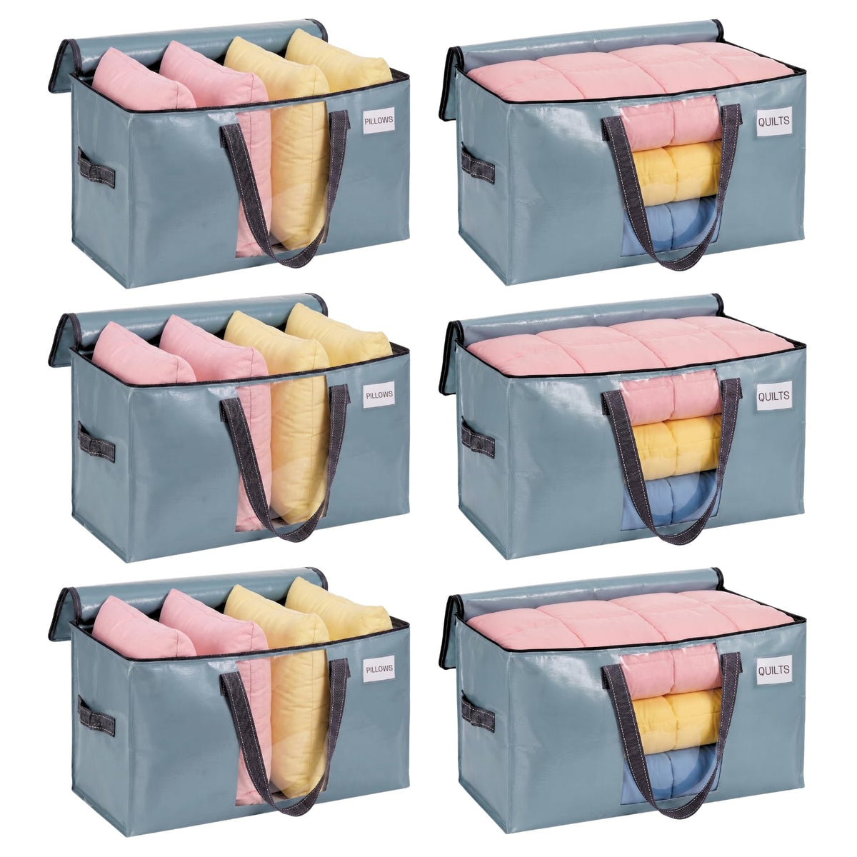 VENO Moving Bags, Storage Bags, Wide Open Top, Clear, 4 Pack