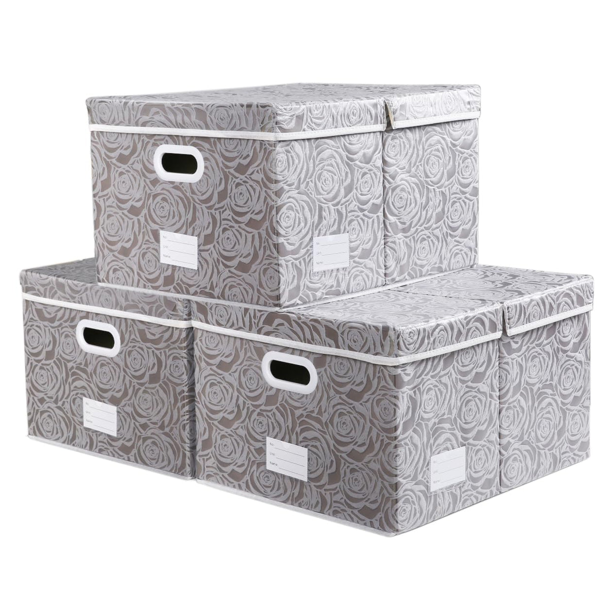 PRANDOM Larger Collapsible Storage Bin with Lid [1-Pack] Fabric Decorative Storage Box Cube Organizer Container Baskes with Handles Divider for Bedroom Closet Living Room Pink 17.7x11.8x11.8 Inch