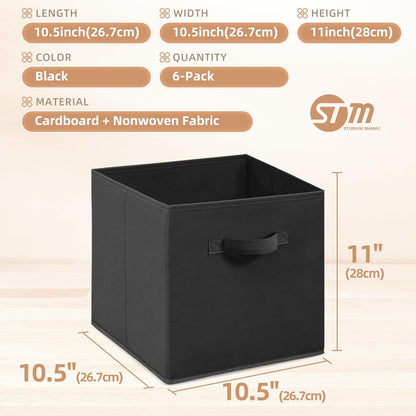 STORAGE MANIAC Storage Cubes, 11 Inch 6 Pack Collapsible Fabric Shelf Bins