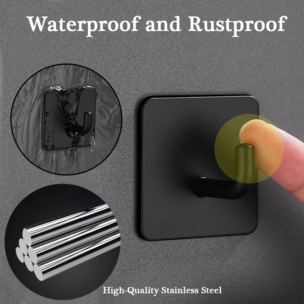 Adhesive Wall Hooks for Hanging, Self Adhesive Sticky Hooks for Bathroom