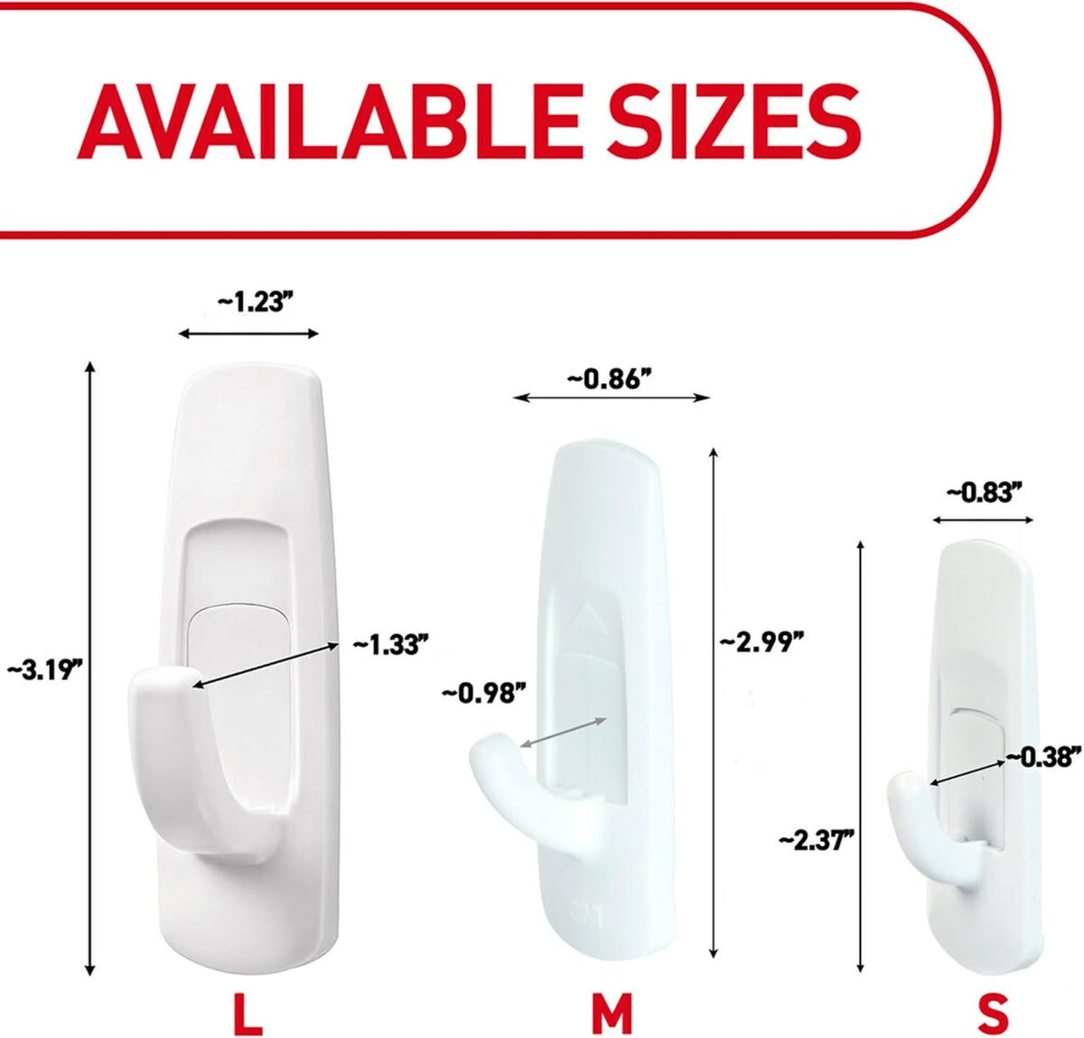 Command Medium White Hooks, 9 Hooks, 12 Strips