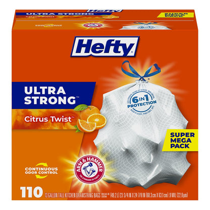 Hefty Ultra Strong 13 Gal Kitchen Trash Bags, Lavender Vanilla, 110ct