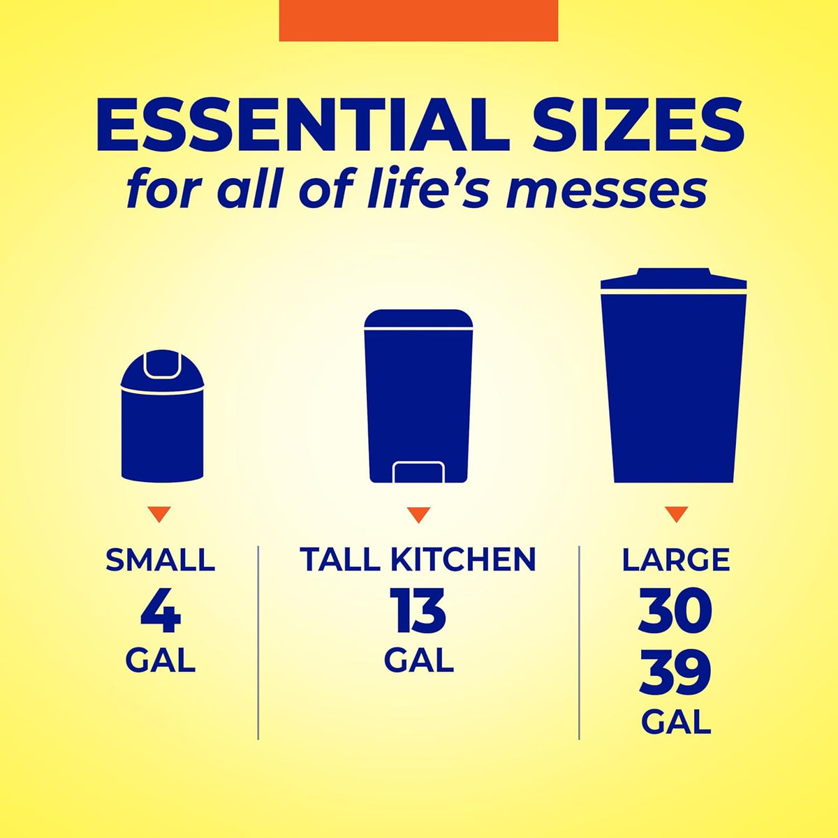 Hefty Essentials Extra Large 39 Gallon Trash Bags, Black, Unscented, 40ct