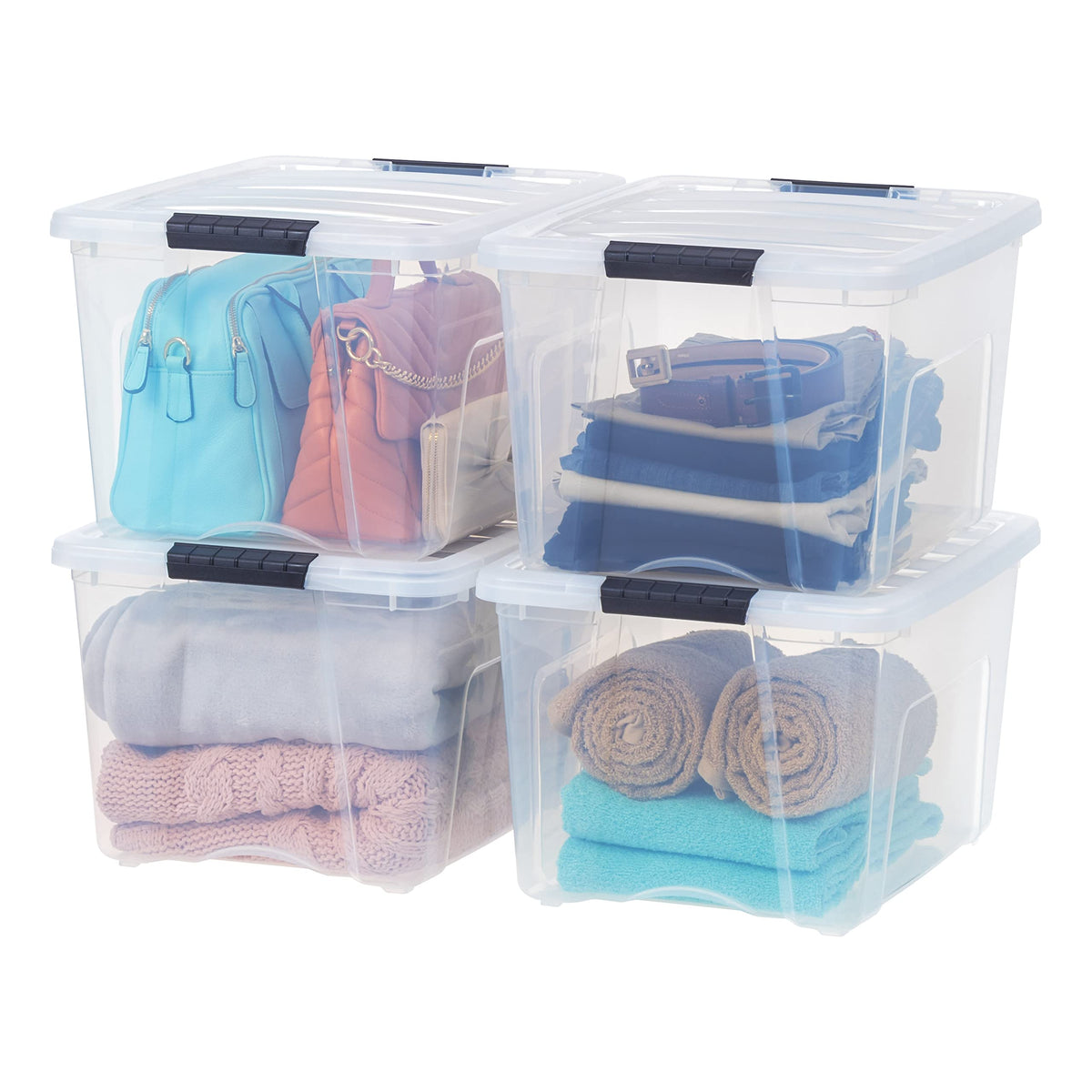 IRIS USA 4-Pack 72 Quart Storage Bins with Lids, Clear