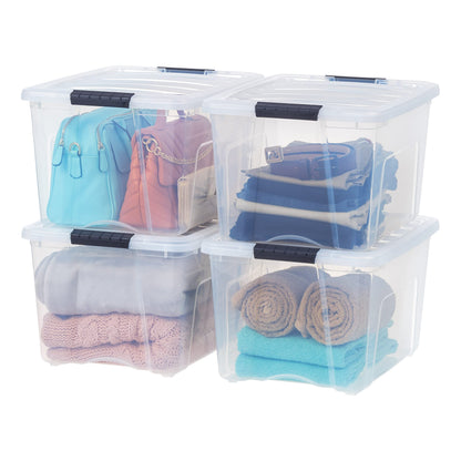 IRIS USA 4-Pack 32 Quart Storage Bins with Lids, Clear
