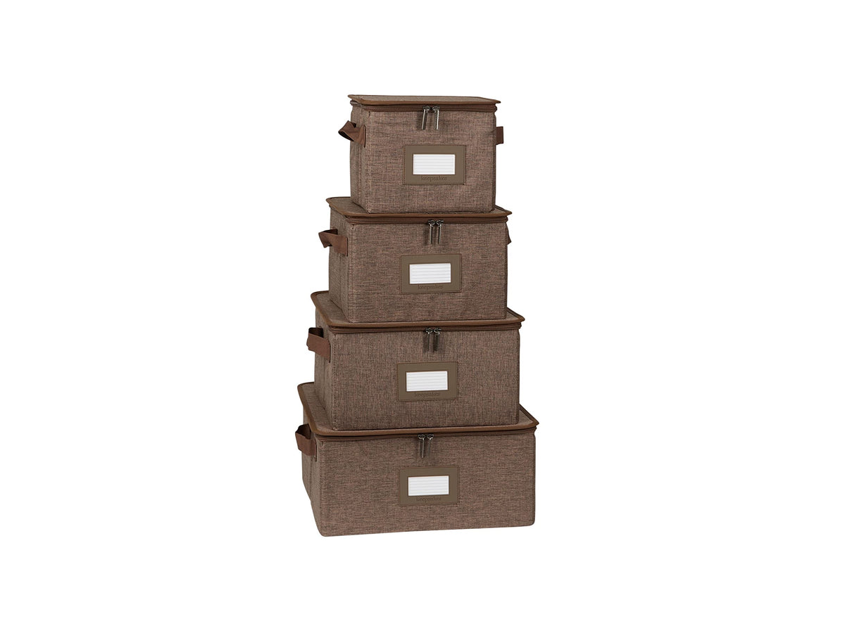 Covermates Dish Storage Box Set, 8"W x 8"D x 7"H, Red Heather