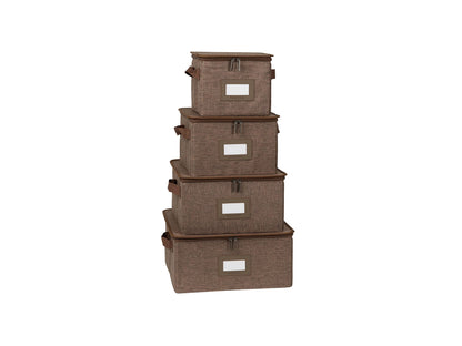 Covermates Dish Storage Box Set, 8"W x 8"D x 7"H, Red Heather