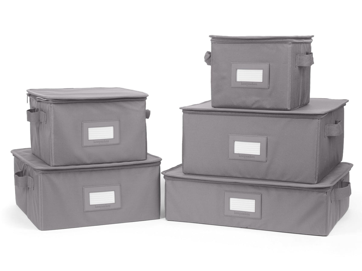 Covermates Dish Storage Box Set, 8"W x 8"D x 7"H, Red Heather