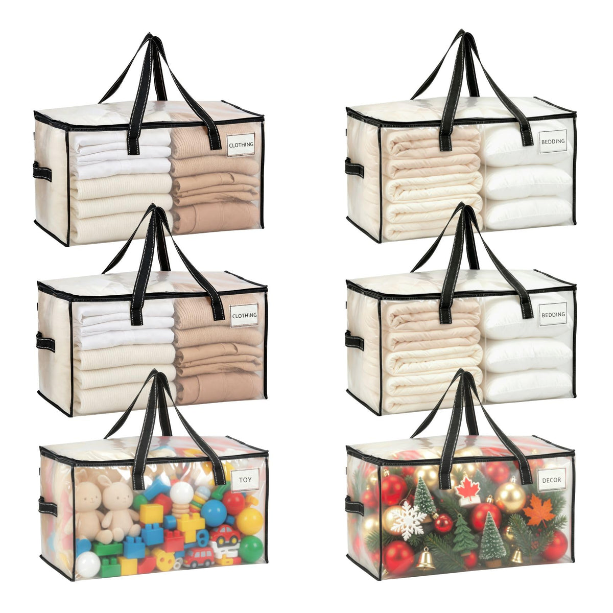 VENO Moving Bags, Storage Bags, Wide Open Top, Clear, 4 Pack