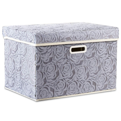 PRANDOM Larger Collapsible Storage Bin with Lid [1-Pack] Fabric Decorative Storage Box Cube Organizer Container Baskes with Handles Divider for Bedroom Closet Living Room Pink 17.7x11.8x11.8 Inch