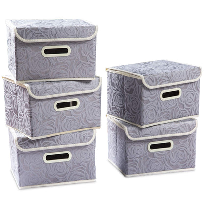 PRANDOM Larger Collapsible Storage Bin with Lid [1-Pack] Fabric Decorative Storage Box Cube Organizer Container Baskes with Handles Divider for Bedroom Closet Living Room Pink 17.7x11.8x11.8 Inch