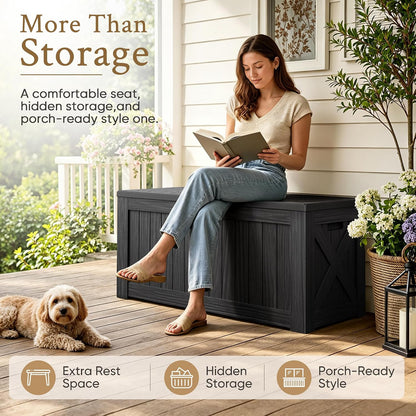 Devoko 120 Gallon Deck Box Resin Outdoor Storage Box Waterproof