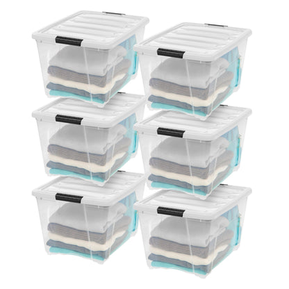 IRIS USA 6-Pack 72 Quart Storage Bins with Lids, Clear