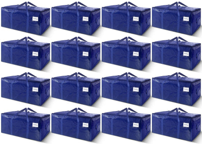 8 Pack Extra Heavy Duty Large Moving Bags with Strong Zipper & Carrying Handles, Sturdy Clothes Storage Bags Totes Bins, Packing Bag Move Boxes College Moving Supplies, Dark Blue - 24 gal