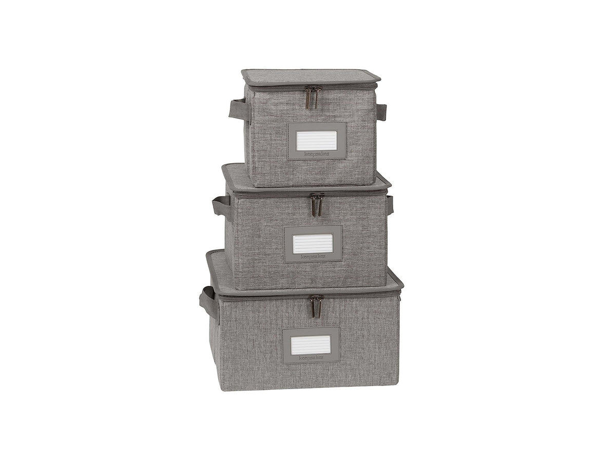 Covermates Dish Storage Box Set, 8"W x 8"D x 7"H, Red Heather