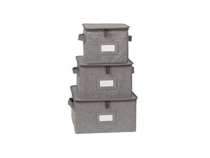 Covermates Dish Storage Box Set, 8"W x 8"D x 7"H, Red Heather