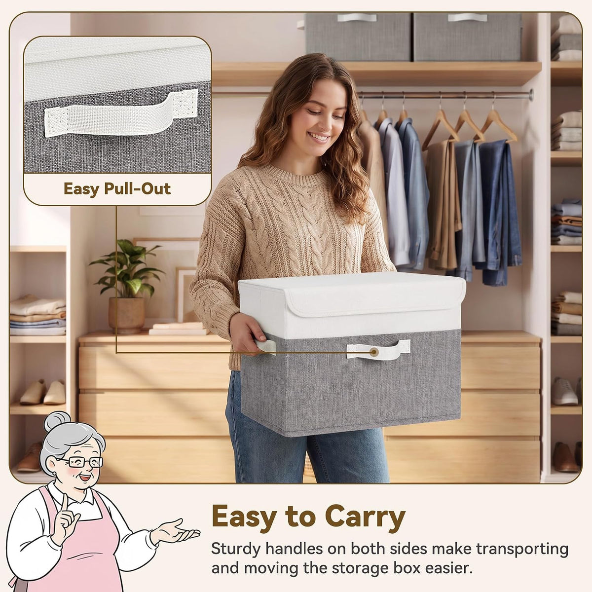 GRANNY SAYS Memory Keepsake Storage Box, Fabric Storage Bins with Lids