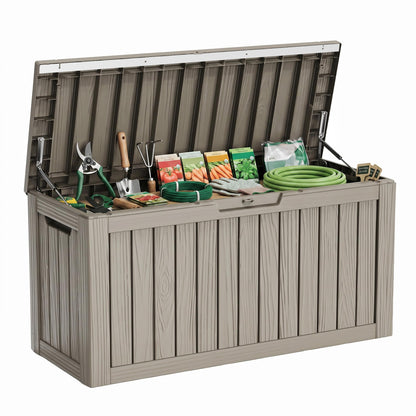 36 Gallon Outdoor Deck Box, Lockable Waterproof Outdoor Storage Boxes For Garden Tools,Indoor Cushions,Accessories Outside Storage Resin Weatherproof Container(Black)