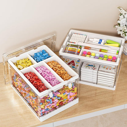 24QT 2Packs Clear Craft Organizers and Storage with Trays