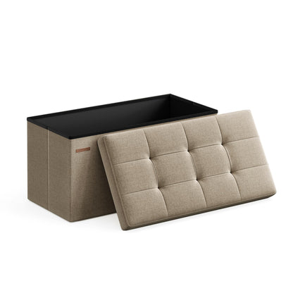 SONGMICS 30 Inches Folding Storage Ottoman Bench, Load 660 lb