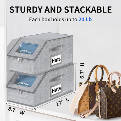 Stackable Hat Storage for Baseball Caps - Hat Organizer with Clear Window
