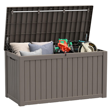 33 Gal Outdoor Storage Box Waterproof Lockable,Deck Box, Charcoal Black