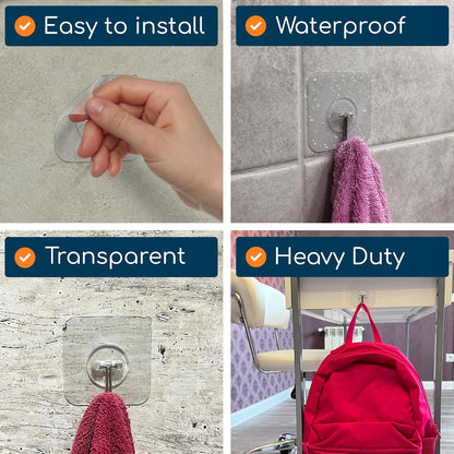 GLUIT Adhesive Wall Hooks for Hanging Heavy Duty No Drill, 22 lbs, 20 pcs
