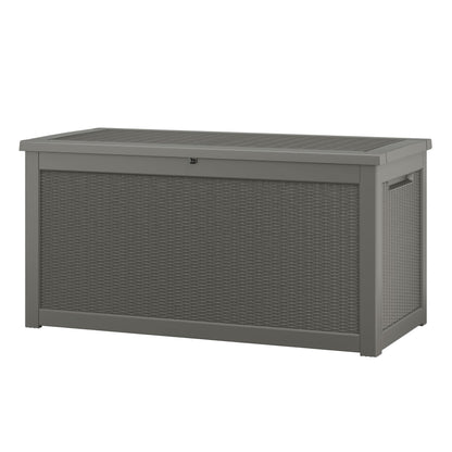33 Gal Outdoor Storage Box Waterproof Lockable,Deck Box, Charcoal Black