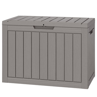 33 Gal Outdoor Storage Box Waterproof Lockable,Deck Box, Charcoal Black