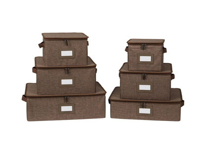 Covermates Dish Storage Box Set, 8"W x 8"D x 7"H, Red Heather