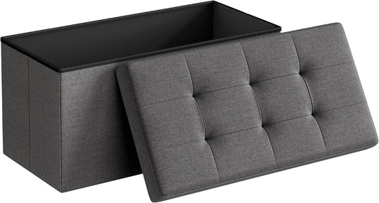 SONGMICS 30 Inches Folding Storage Ottoman Bench, Load 660 lb