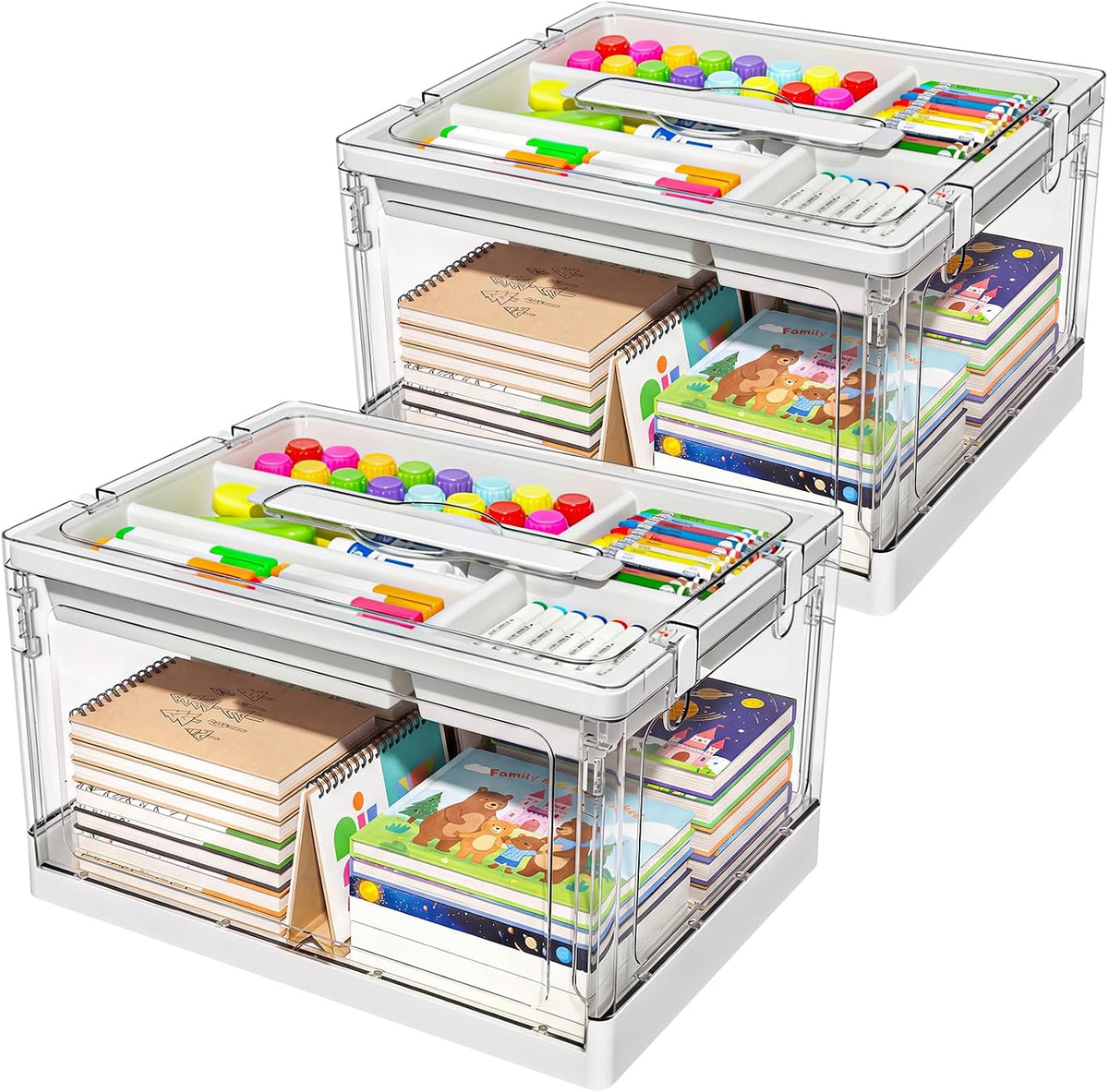 24QT 2Packs Clear Craft Organizers and Storage with Trays