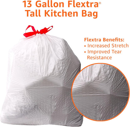 Amazon Basics Flextra Strength Tall Kitchen Drawstring Trash Bags, Fresh Scent, Tear Resistant, 13 Gallon, 90 Count