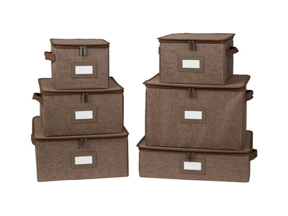 Covermates Dish Storage Box Set, 8"W x 8"D x 7"H, Red Heather