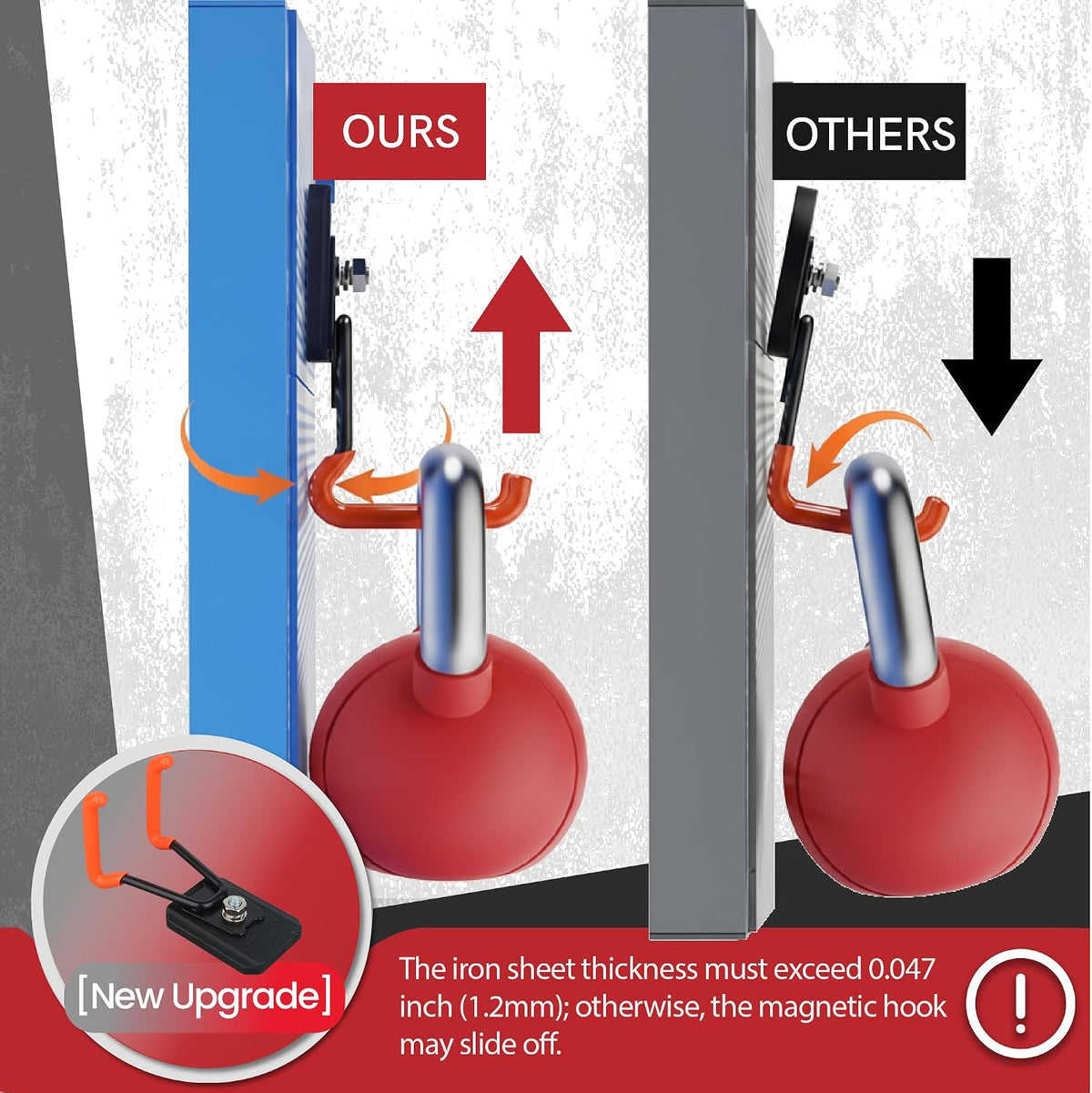 Heavy Duty Magnetic Garage Hooks, 4 Pack Rubber Coated Strong Magnet Hooks for Power Drills, Garden Tools, Ropes, Magnetic Storage Hooks for Workshop and Garage Organization (Orange)