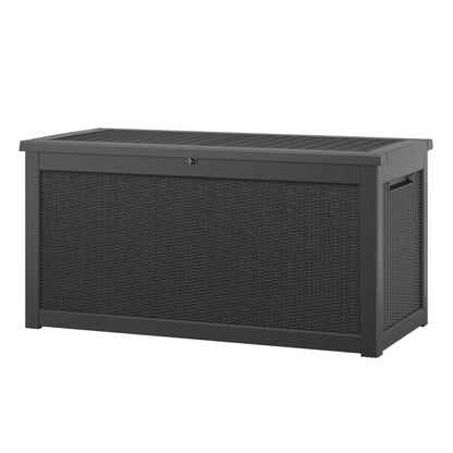 33 Gal Outdoor Storage Box Waterproof Lockable,Deck Box, Charcoal Black